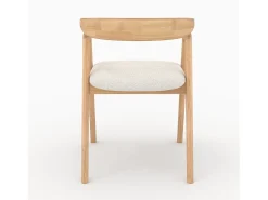 Silla de madera de hevea clara y tejido bouclé crema - Hawa