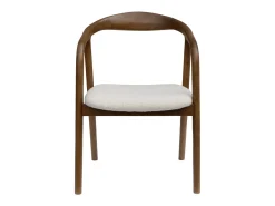 Silla de madera de hevea y borreguito, set de 2 nogal