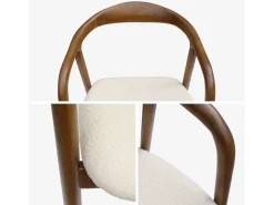 Silla de madera de hevea y borreguito, set de 2 nogal