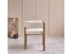 Silla de madera de roble maciza y tela de rizo