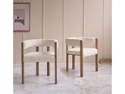 Silla de madera de roble maciza y tela de rizo
