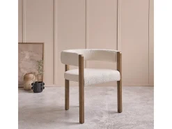 Silla de madera de roble maciza y tela de rizo