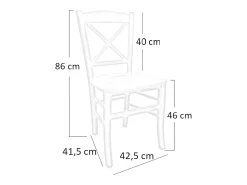Silla de madera de Venecia con cruz de nogal oscuro y asiento de paja x 4