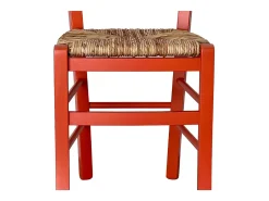 Silla de madera de Venecia roja con asiento de paja de arroz