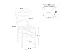 Silla de madera de Venecia roja con asiento de paja de arroz