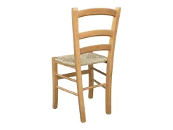 Silla de madera de Venecia con asiento de paja de nogal claro