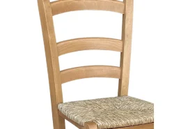 Silla de madera de Venecia con asiento de paja de nogal claro