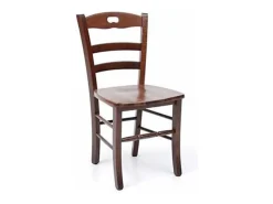 Silla de madera Loris con asiento de madera maciza de nogal oscuro