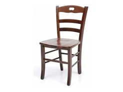 Silla de madera Loris con asiento de madera maciza de nogal oscuro