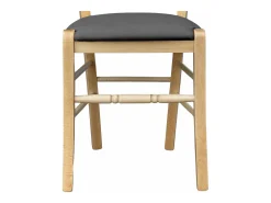 Silla de madera Loris natural con asiento acolchado de ecopiel antracita