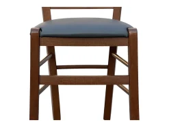 Silla de madera Loris para boda oscura con silla tapizada en piel gris antracita similar