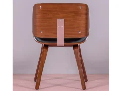 Silla de madera oscura de nogal con cojín de polipiel - Nordic - Negro
