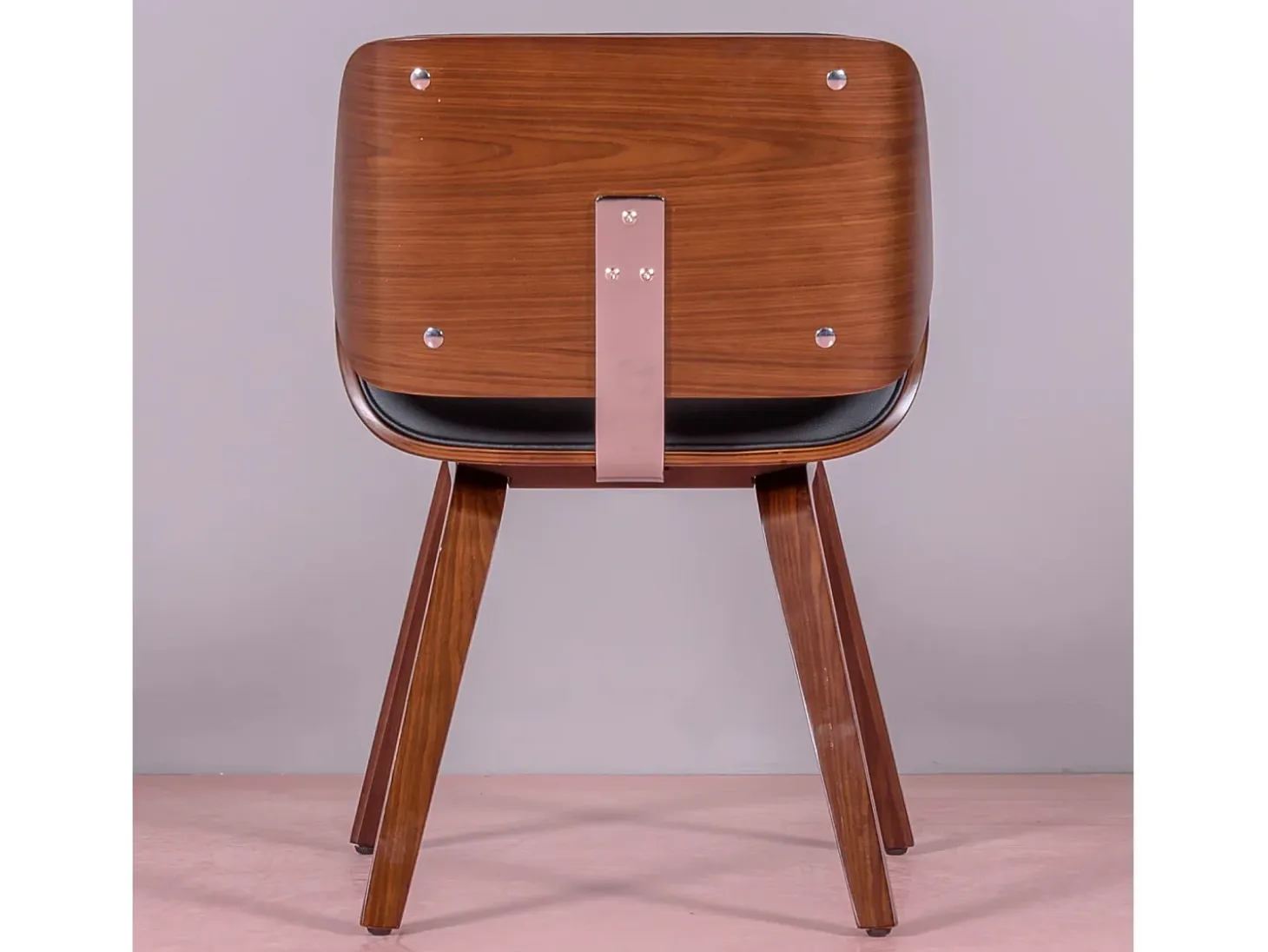 Silla de madera oscura de nogal con cojín de polipiel - Nordic - Negro