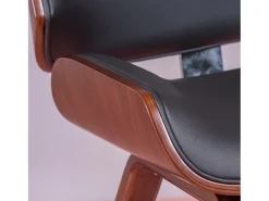 Silla de madera oscura de nogal con cojín de polipiel - Nordic - Negro