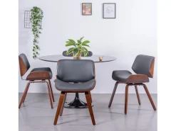 Silla de madera oscura de nogal con cojín de polipiel - Nordic - Negro
