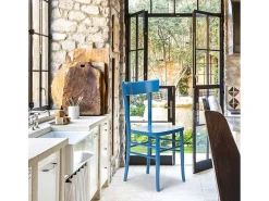 Silla de madera rústica clásica para comedor cocina bar restaurante Milano - Blanco