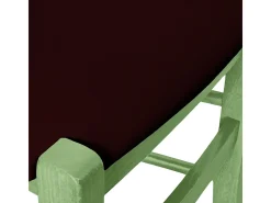 Silla de madera Venezia verde con asiento de piel sintética marrón