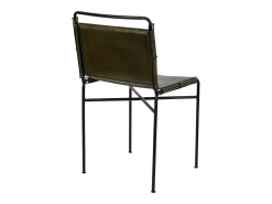 Silla de metal tapizada en cuero, marrón