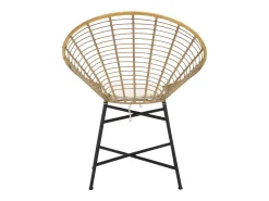 Silla de metal y ratán con cojín blanco boho chic Panama