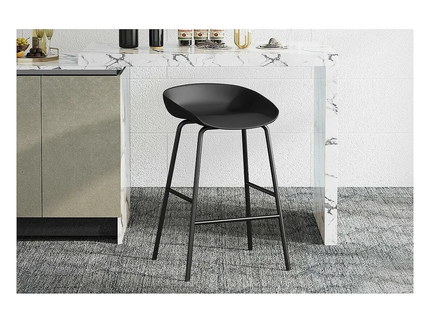 Silla de mostrador de diseño negro. Colección SIRA