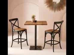 Silla de mostrador de madera maciza y rejilla L50 cm - BISTROT