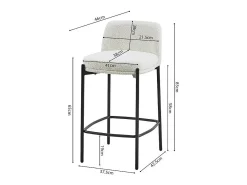 Silla de mostrador ELISE color blanco, dimensiones H91 x L44 x P42 cm.