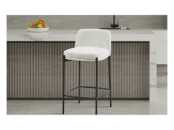 Silla de mostrador ELISE color blanco, dimensiones H91 x L44 x P42 cm.