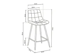 Silla de mostrador JUTE – Terciopelo topo – Patas de metal – Altura 95 cm – Estilo contemporáneo