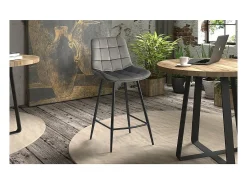 Silla de mostrador JUTE – Terciopelo topo – Patas de metal – Altura 95 cm – Estilo contemporáneo