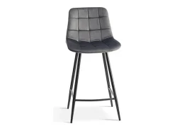 Silla de mostrador JUTE – Terciopelo topo – Patas de metal – Altura 95 cm – Estilo contemporáneo