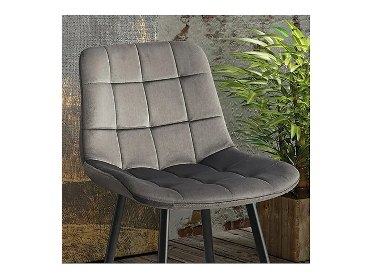 Silla de mostrador JUTE – Terciopelo topo – Patas de metal – Altura 95 cm – Estilo contemporáneo