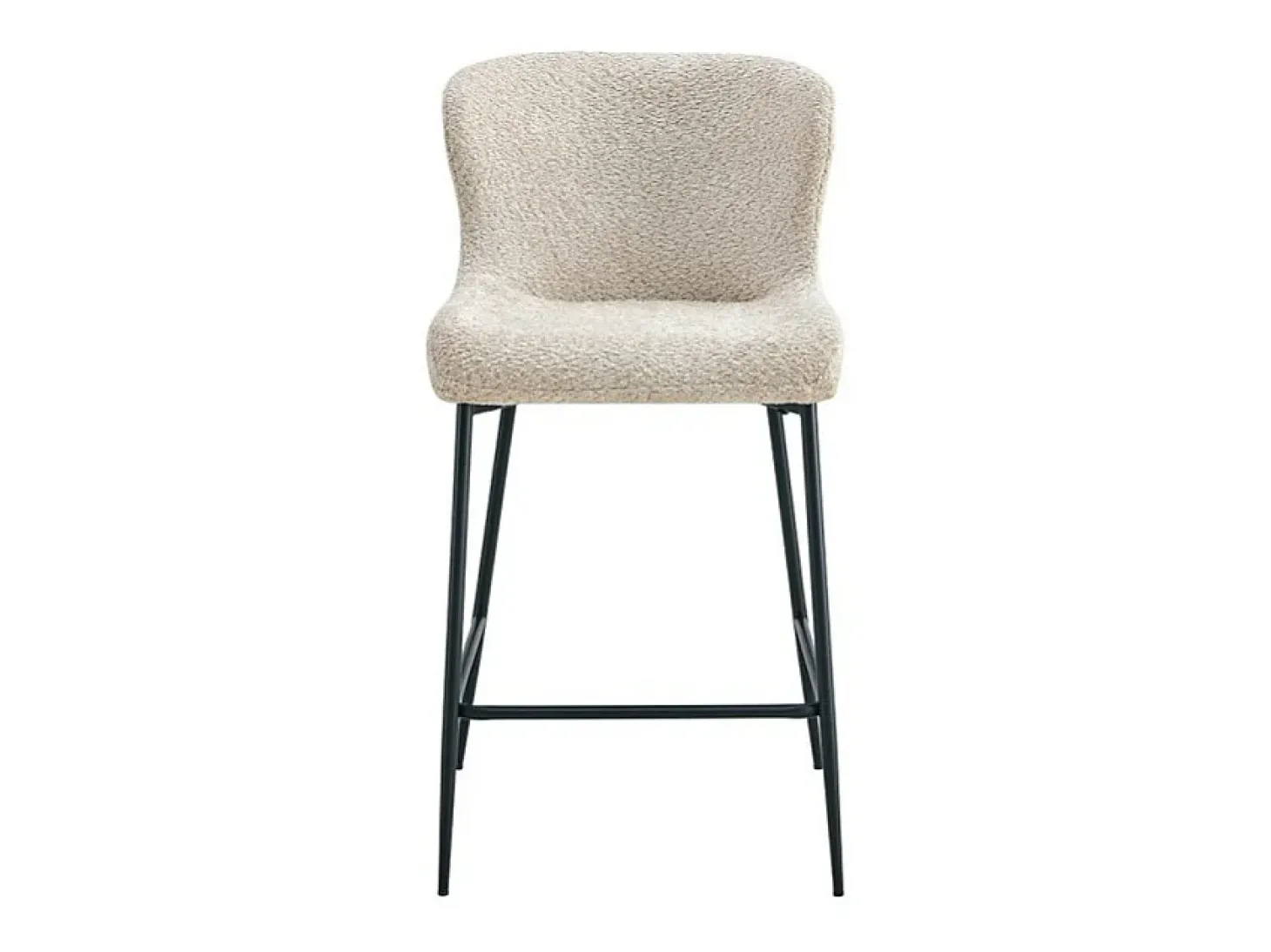 Silla de mostrador LISE – Tela rizada beige – Patas de metal negro - Estilo diseño/industrial