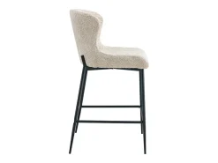 Silla de mostrador LISE – Tela rizada beige – Patas de metal negro - Estilo diseño/industrial