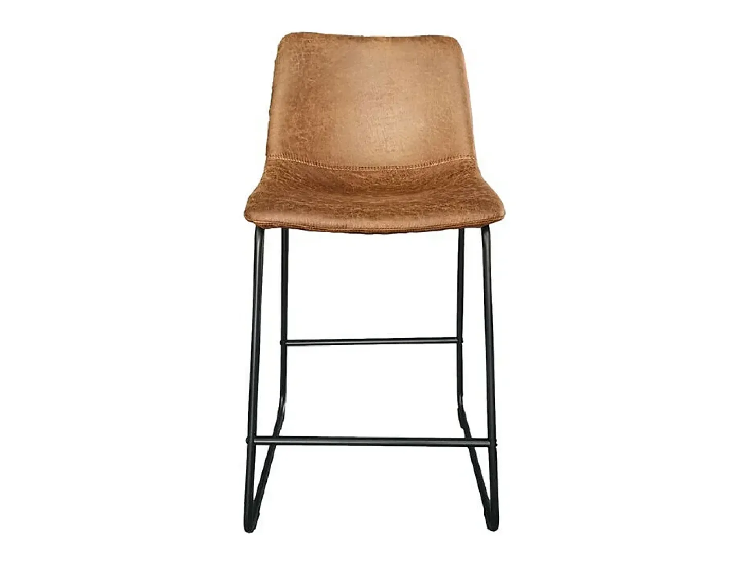 Silla de mostrador MANCO – PU coñac – Patas de metal – Altura 93 cm – Estilo vintage