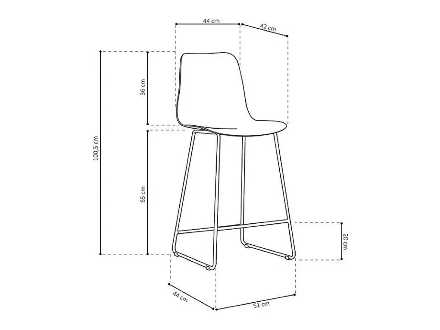 Silla de mostrador 'Mario' PP Blanco, dimensiones: H100.5 x L51 x P44cm