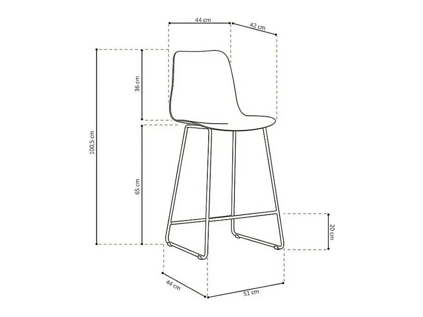 Silla de mostrador 'Mario' PP Gris, dimensiones: H100.5 x L51 x P44cm.