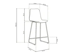Silla de mostrador 'Mario' PP Terracota, dimensiones: H100.5 x L51 x P44cm