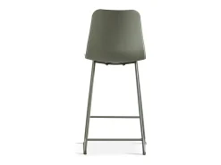 Silla de mostrador MARIO – PP verde grisáceo – Patas de metal – Altura 100,5 cm – Estilo moderno