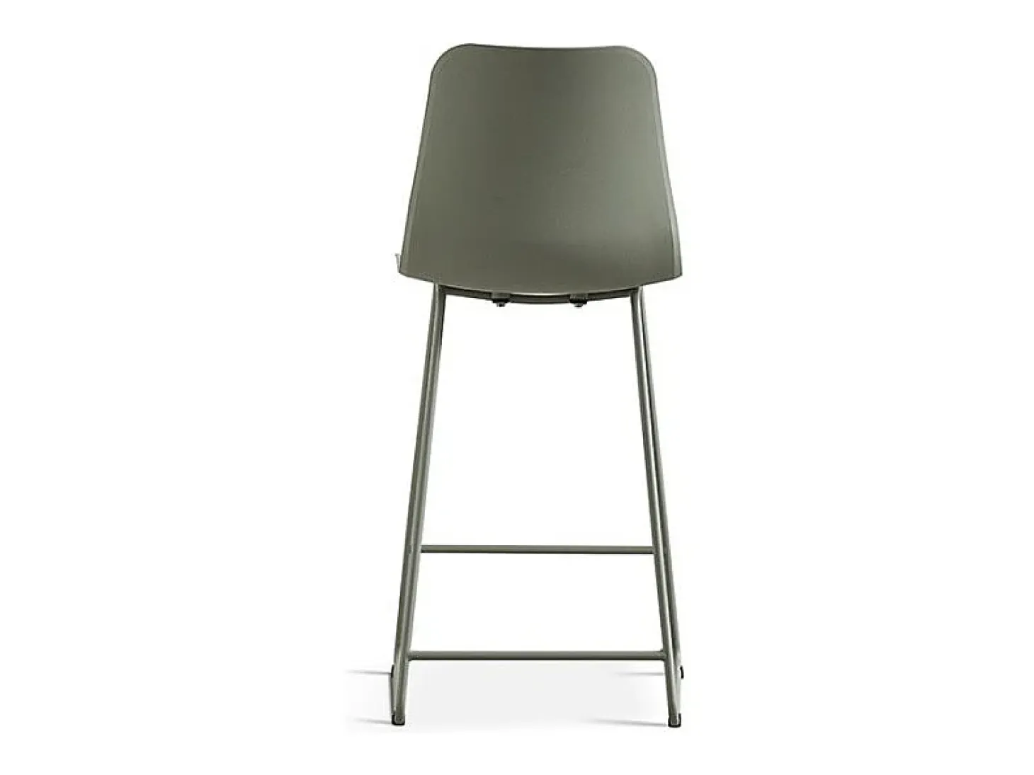 Silla de mostrador MARIO – PP verde grisáceo – Patas de metal – Altura 100,5 cm – Estilo moderno