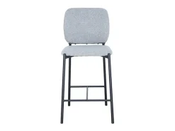 Silla de mostrador RITA – Tela gris claro – Patas de metal negro – Altura 99 cm – Estilo diseño/industrial
