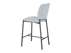Silla de mostrador RITA – Tela gris claro – Patas de metal negro – Altura 99 cm – Estilo diseño/industrial