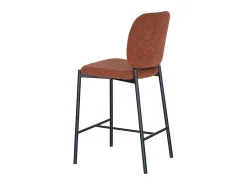Silla de mostrador RITA – Tela marrón óxido – Patas de metal negro – Altura 99 cm – Estilo diseño/industrial