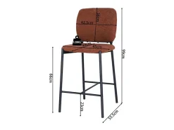 Silla de mostrador RITA – Tela marrón óxido – Patas de metal negro – Altura 99 cm – Estilo diseño/industrial