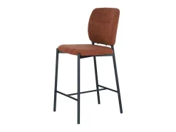 Silla de mostrador RITA – Tela marrón óxido – Patas de metal negro – Altura 99 cm – Estilo diseño/industrial
