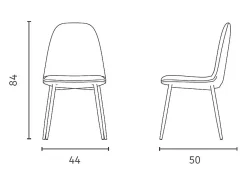 Silla de piel sintética 44 cm x 50 cm H. 84 cm 4 piezas
