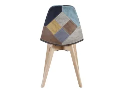 Silla de piel sintética con patchwork rojo y patas de haya maciza clara – Modelo Vinko