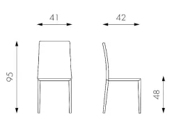 Silla de piel sintética gris oscuro con estructura de metal revestido 41x42xh.95 cm 4 uds