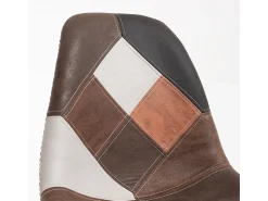 Silla de piel sintética patchwork marrón con patas de haya maciza clara – Modelo Vinko