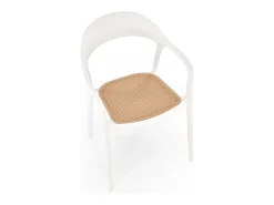 Silla de polipropileno de diseño Osanna blanca y con aspecto de ratán
