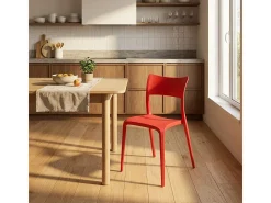 Silla de Polipropileno para Cocina Bar Restaurante y Jardín Parisienne - Rojo